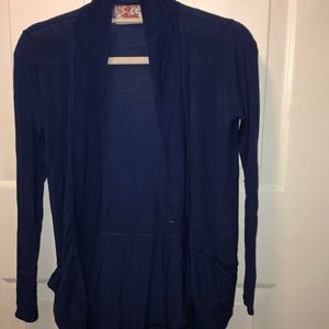 Zara royal blue long sleeve cardigan with pockets
